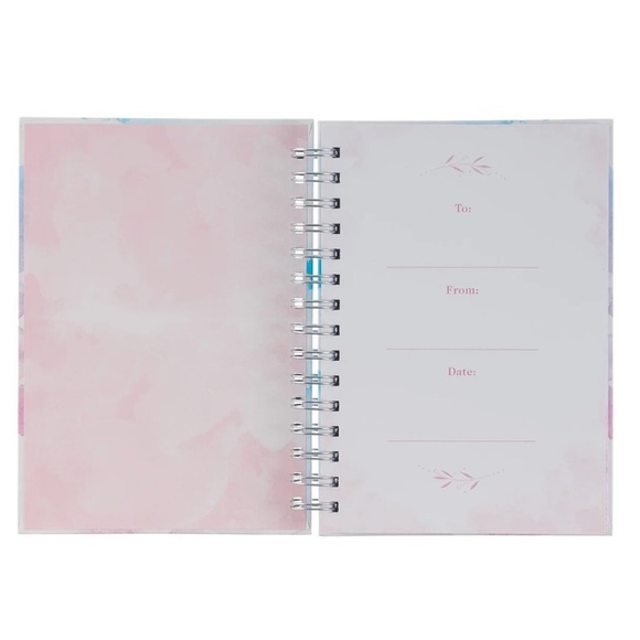 Bible Journal, Blue & Pink Watercolor Spiral Notebook - Picture 4 of 4